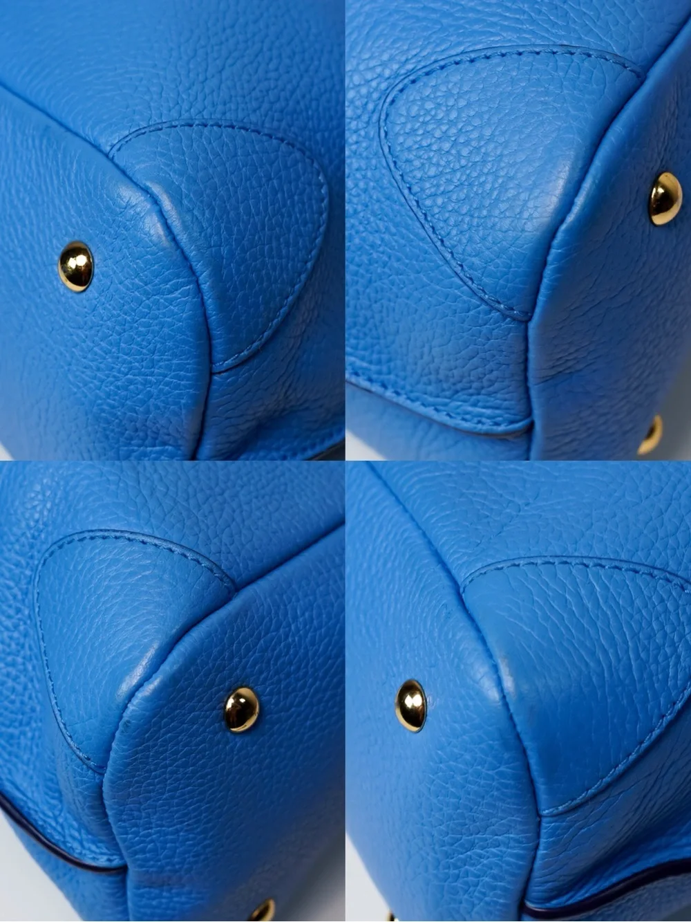 MCM First Lady Large Royal Blue Pebbled Leather Satchel Shoulder Bag
